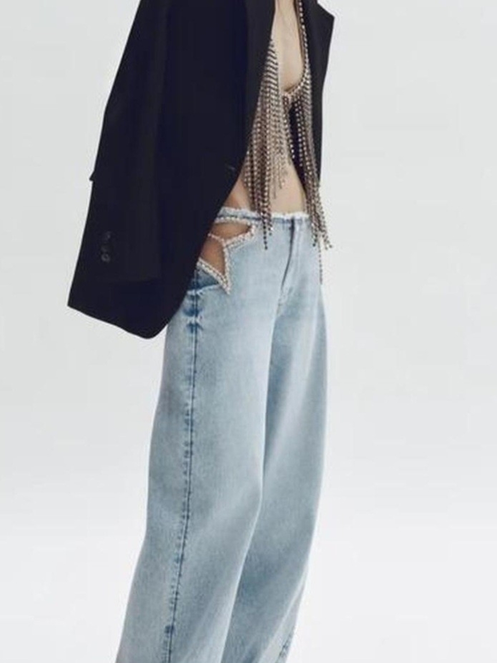 Stella McCartney X HM Light Blue Wide-Leg Embellished Jeans - Picture 5 of 6